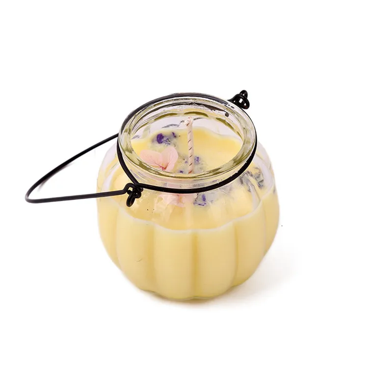 200ml Hot selling pumpkin shape glass jar for hanging plants candle candy packaging