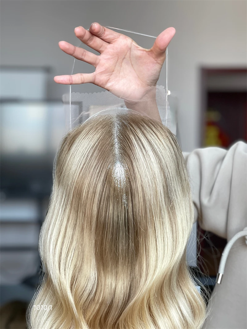 New Design Virgin Hair 8*8 Lace Front Topper 16inch Mini Wig Glueless Ready To Wear For Thinning Hair Women