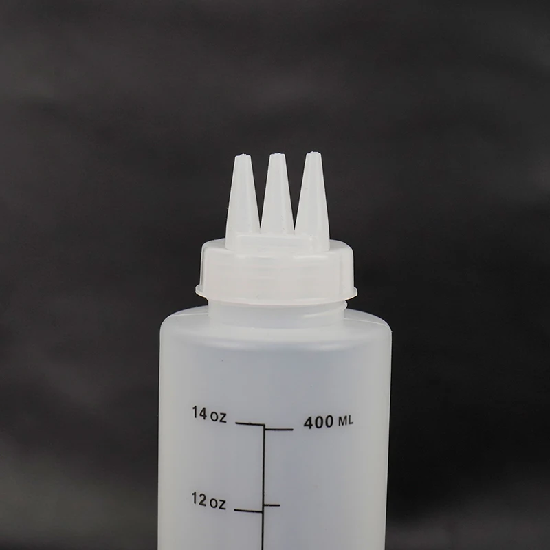 Custom Food Grade 8oz 16oz 32oz HDPE Soft Empty Plastic Sauce Squeeze Bottle 3 Hole Squeeze Bottle for Sauce With Twist Off Cap