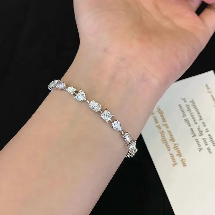 Ruyi  fashion different cut diamond bracelet 18k solid gold lab grown created diamond  high quality woman fine jewelry