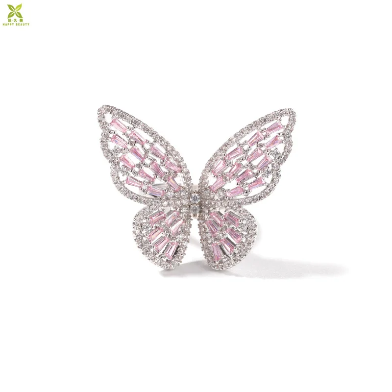 Cubic zirconia butterfly finger ring adjustable fashion women rings for ladies jewelry