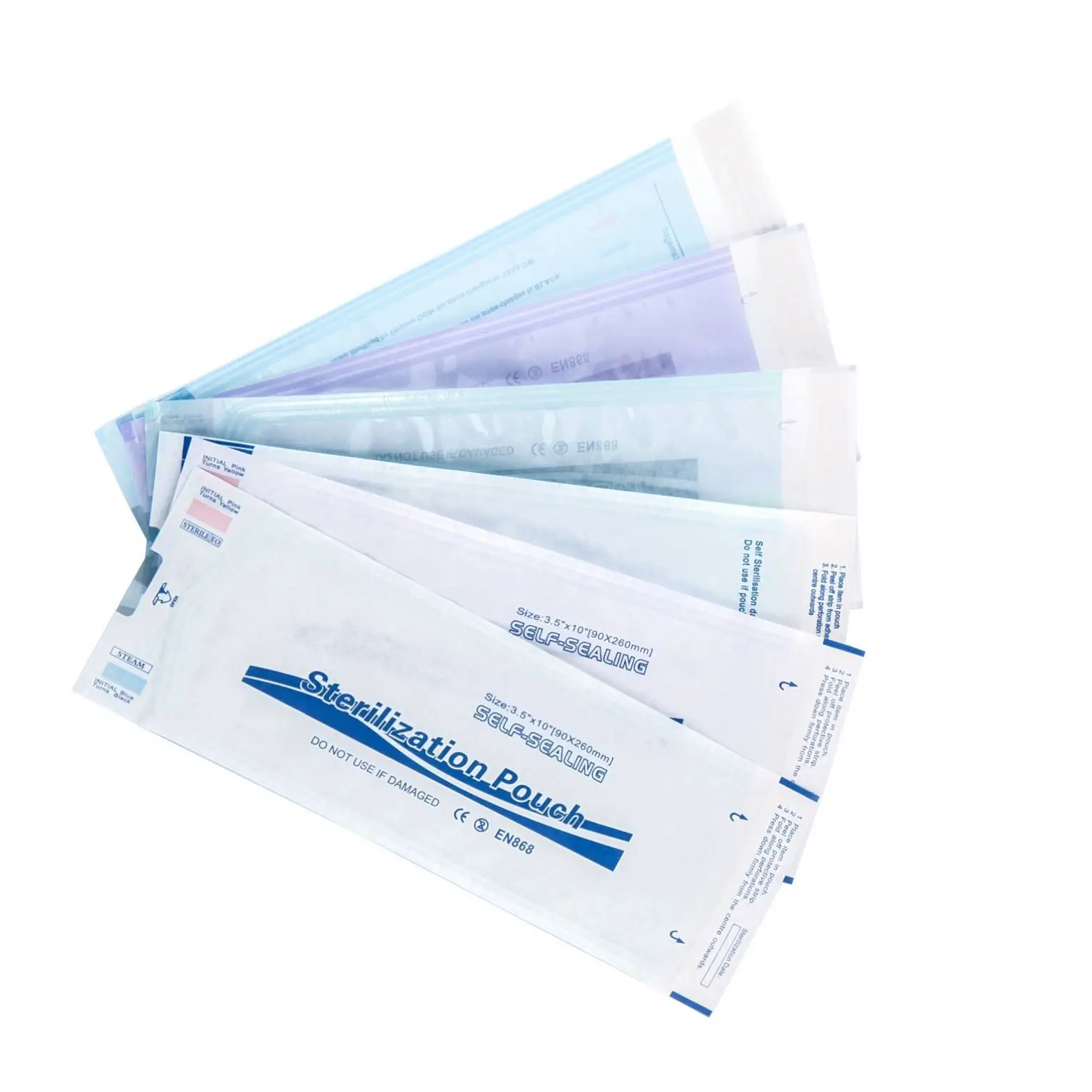 Self sealing medical sterilization packing pouches autoclave bags 200pcs/box