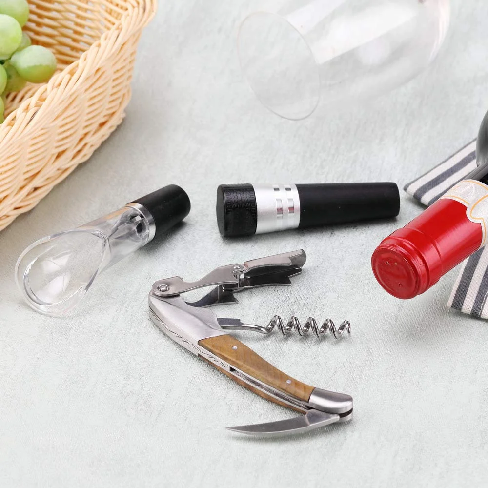 Professional Stainless Steel Corkscrew Rosewood Wooden Handle Waiters Corkscrew for Bartenders Gift Set