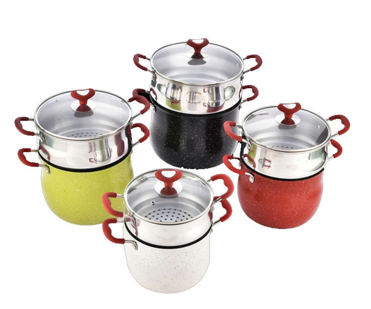 Marble Coating Pot & Polish Steamer Couscous Pot Set Steamer Pot