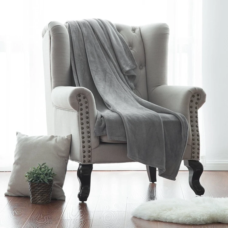 Super Soft Cozy Breathable custom 100% polyester flannel eco-friendly GRS certificated plain plush fleece plaid blanket