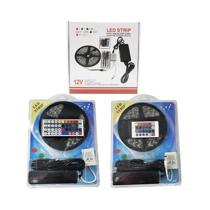 SMD 5050 60leds/m RGB Waterproof led strip+ 44key remote controller+ DC 12V 5A power supply 1 set