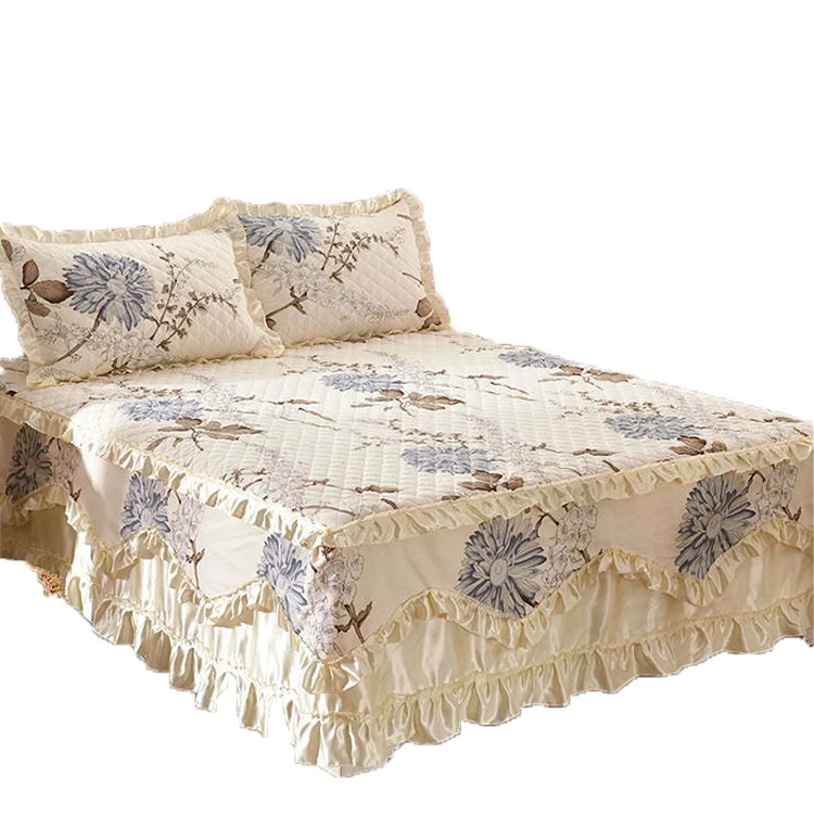 Удобная хлопковая постельная юбка с цветочным принтом, новый дизайн, эластичная постельная юбка