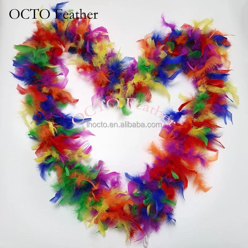 Wholesale Custom Design Rainbow Colors Turkey Chandelle Feather Boa For Party Event Decoration