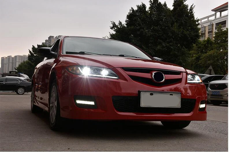 AKD Car Model  For Mazda 6 Mazda6 2004-2013 LED Headlight DRL Fog Lamp Turn Signal Light Low & High Beam Projector 4 Lens