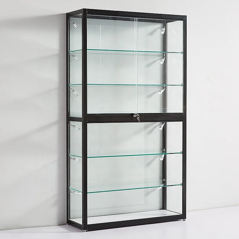 Aluminum Smoke Shop Display Counter LED Light Glass Showcase for Toy