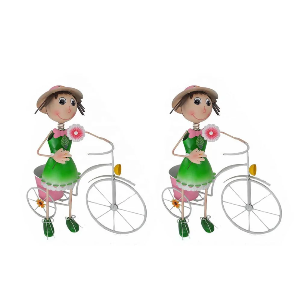 Cartoon Iron Bicycle Decor Garden Metal Pots