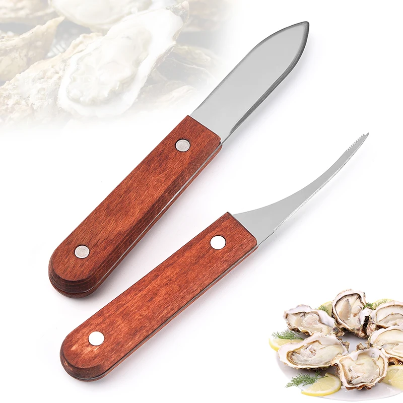 Wholesale Stainless Steel Oyster Knife High Quality Wooden Handle Seafood Shrimp Oysters Knife