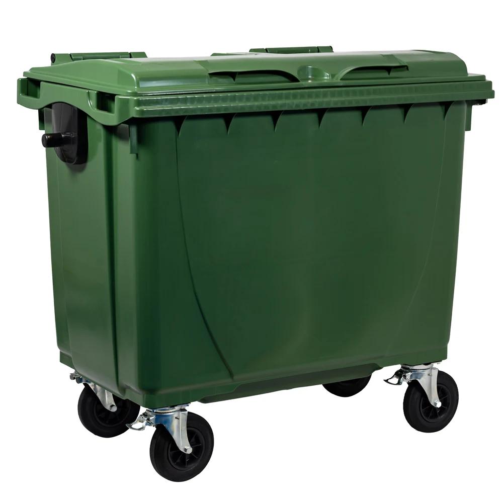Промышленные мусорные баки большой мощности 660L HDPE 4-колесный мусорный бак высокой плотности с 4 колесами для утилизации отходов