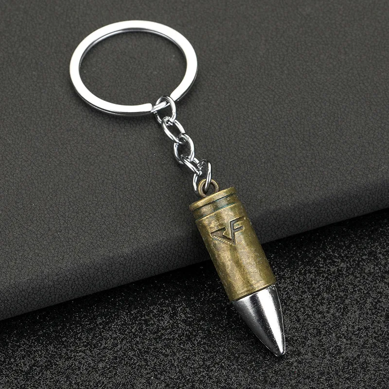 Wholesale Promotion Gift Custom Metal Mini Gun Bullet Keychain With Model Bullets Keyring Pendant