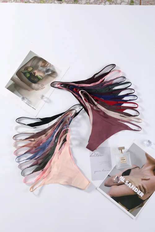 delicate waist cotton crotch Low Waist Large size Traceless one-piece Seamless Sports thin belt ice silk thong panties for women