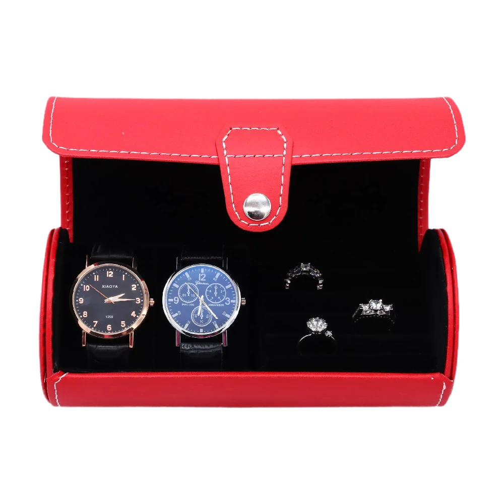 Manufacture custom logo modern luxury  jewelry organizer portable travel watch case pu leather watch box
