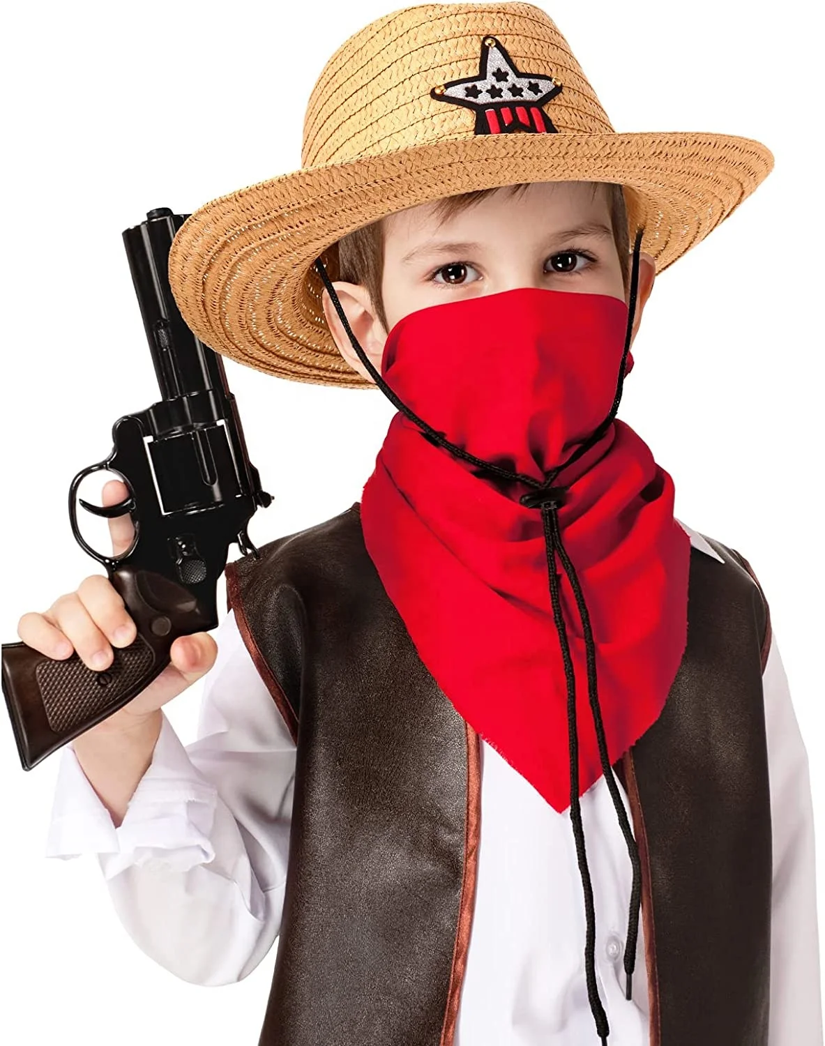 Cowboy Party Hats Kids Straw Hat with Pentagram Multicolor Child Strawl hats