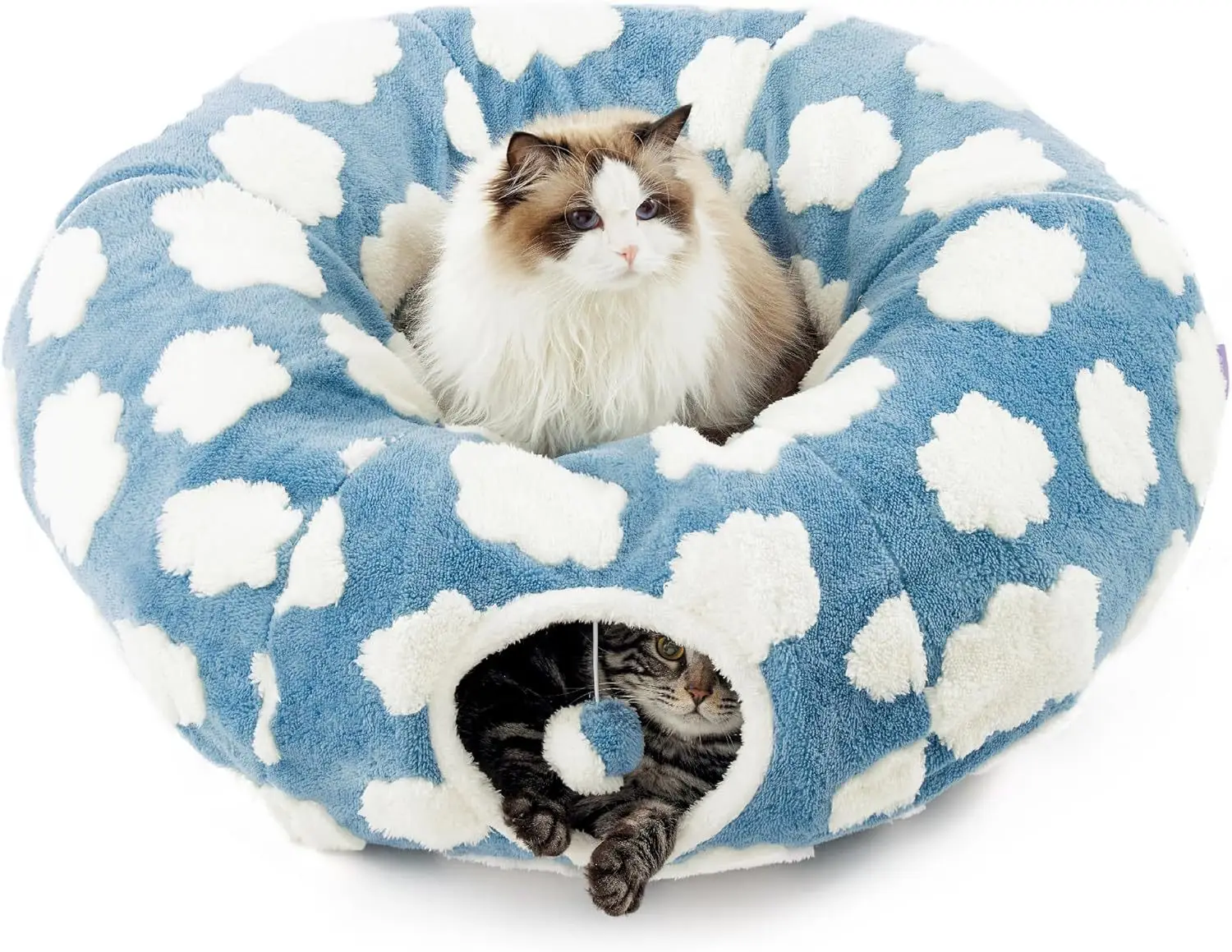 2024 Popular plush combinable cat tunnel bed plush cat cave tunnel collapsible 2 hole tube toys warm house from china