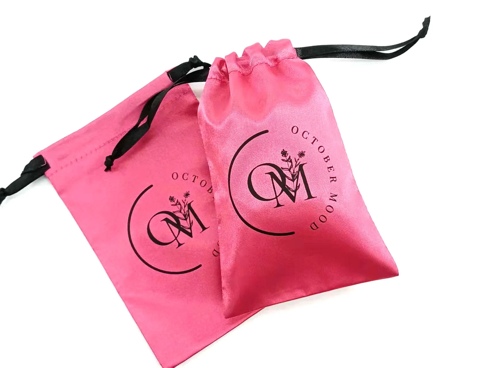 Wholesale custom personalized logo satin drawstring jewelry bags silk soft earrings packaging