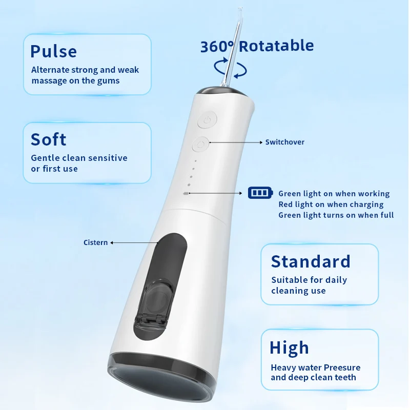 In stock Rechargeable IPX7 Waterproof Dental Punch Device Portable Generic Teeth Cleaning WaterPick Oral Irrigator Water Flosser