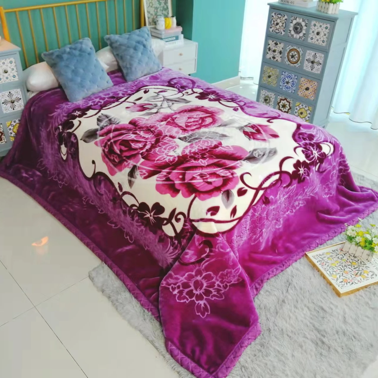 2022 оптом шикарное платье с принтом супер мягкое одеяло raschel печатных 2 слоя