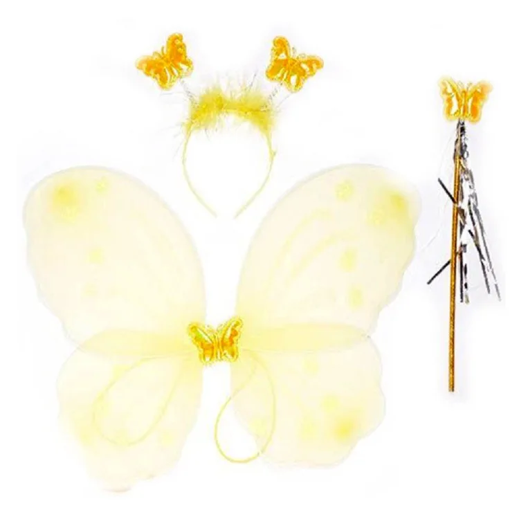 Factory Direct Sale Yellow Butterfly Fairy Spot Puffy Performance Kids Costumes Party With Wing