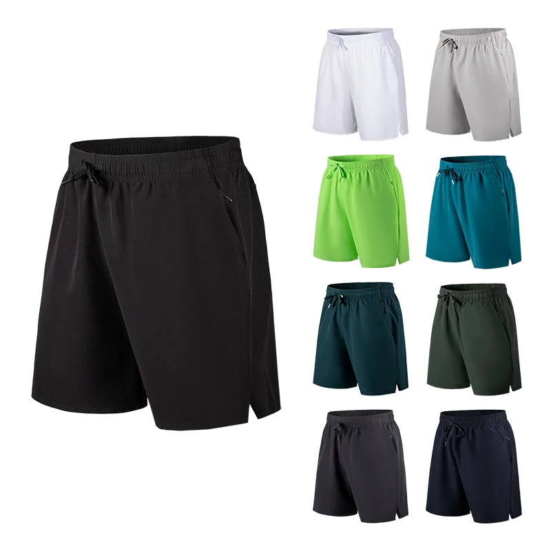 Sports Custom Logo Breathable Fitness Athletic Side Slit Quick Dry Shorts Gym Running Drawstring With Pockets Shorts For Men
