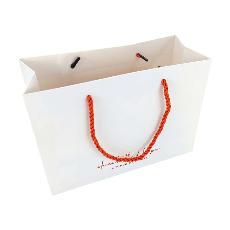 Custom White Carry Bags Luxury Boutique Clothes Retail Shopping Paper Packaging Bags With Your Brand