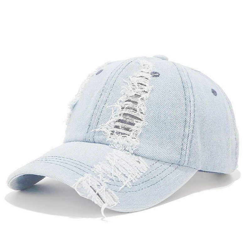 Vintage Fashion Denim Blue Custom Logo Hats Blank Outdoor Washed Sports Caps Men Golf Dad Baseball Cap Hats