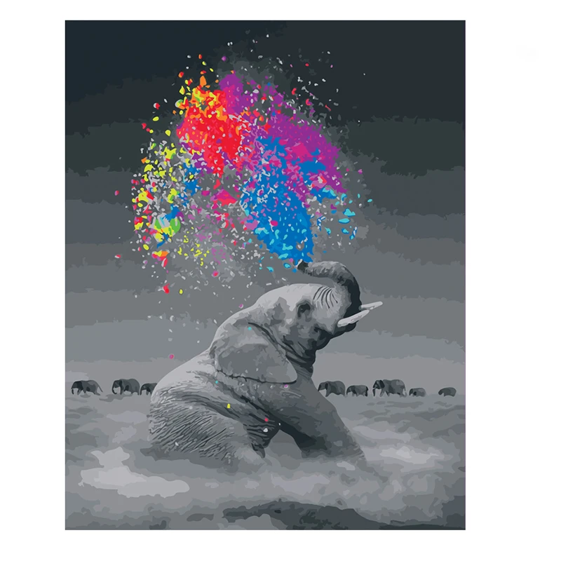 
New Animals Rainbow Elephant Canvas DIY Digital Oil Painting Children paint art with numbers 