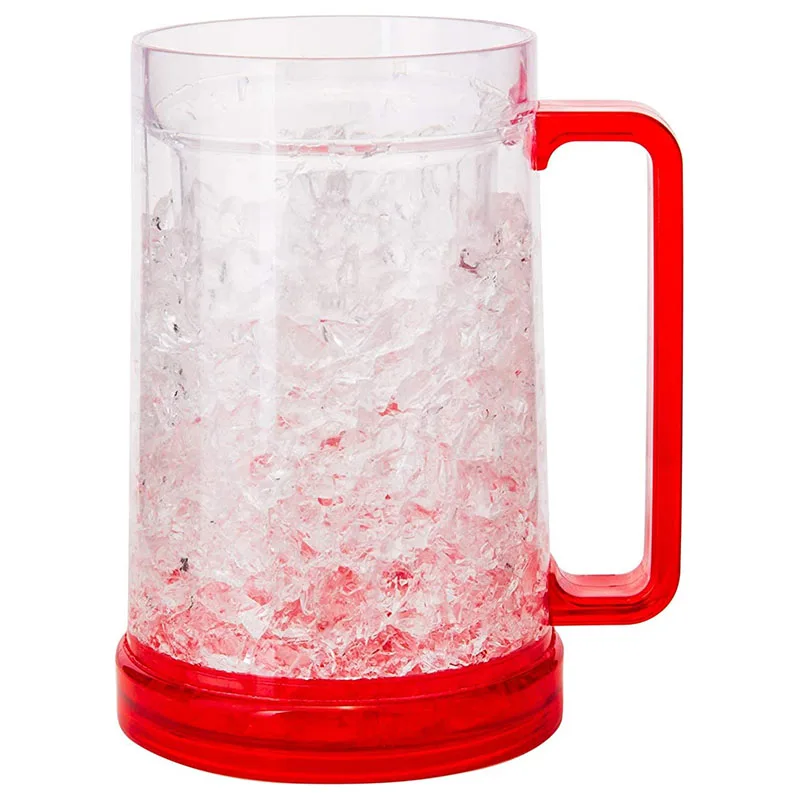 Hot sell Double Walled Plastic Beer Freezer Mugs With Gel