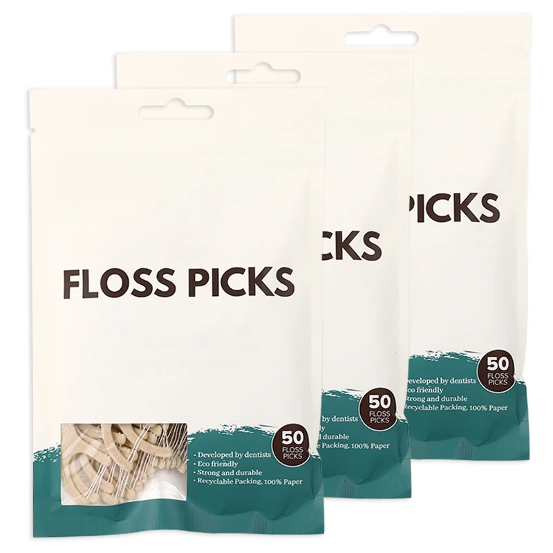 Private Label Biodegradable Toothpick Disposable Oral Bamboo Charcoal/wooden/wheat Straw/plastic Flosser Stick Dental Floss Pick