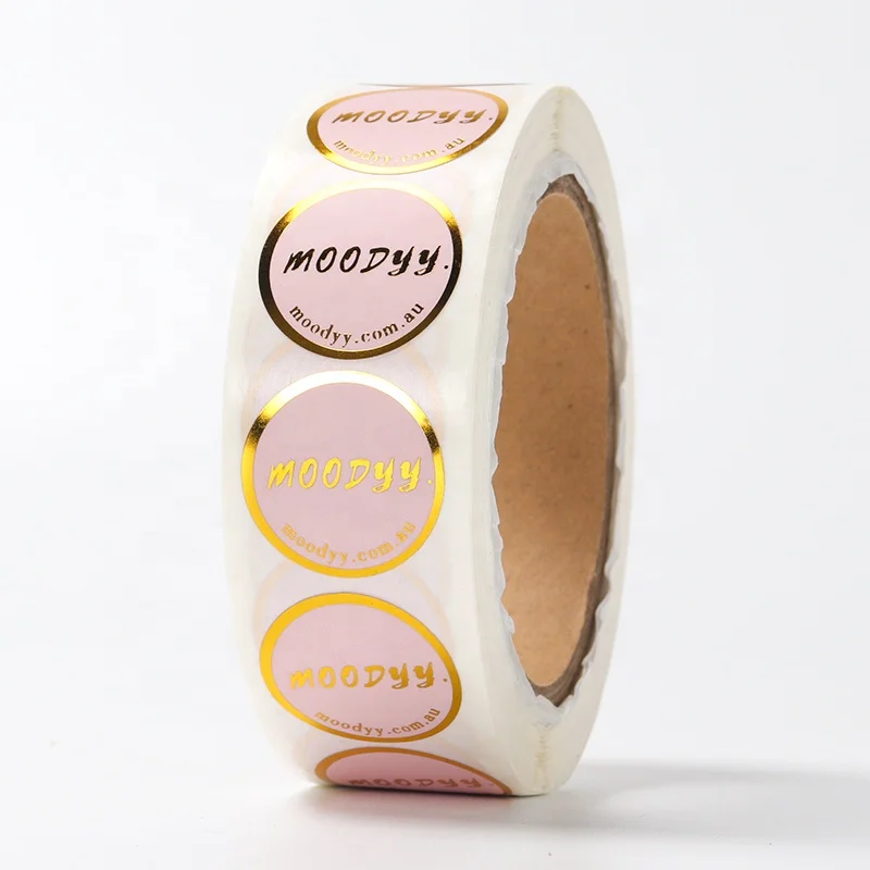 Custom printed waterproof pet logo round label stickers label with gold foil