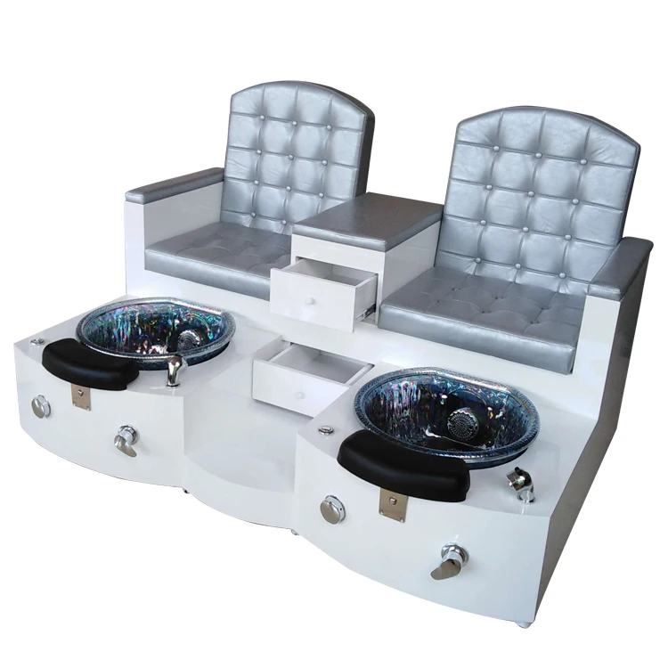 Solid wood two-seat pedicure chair 2022 New Foot Spa Salon Beauty Pedicure Bench No Plumbing Pedicure Chairs