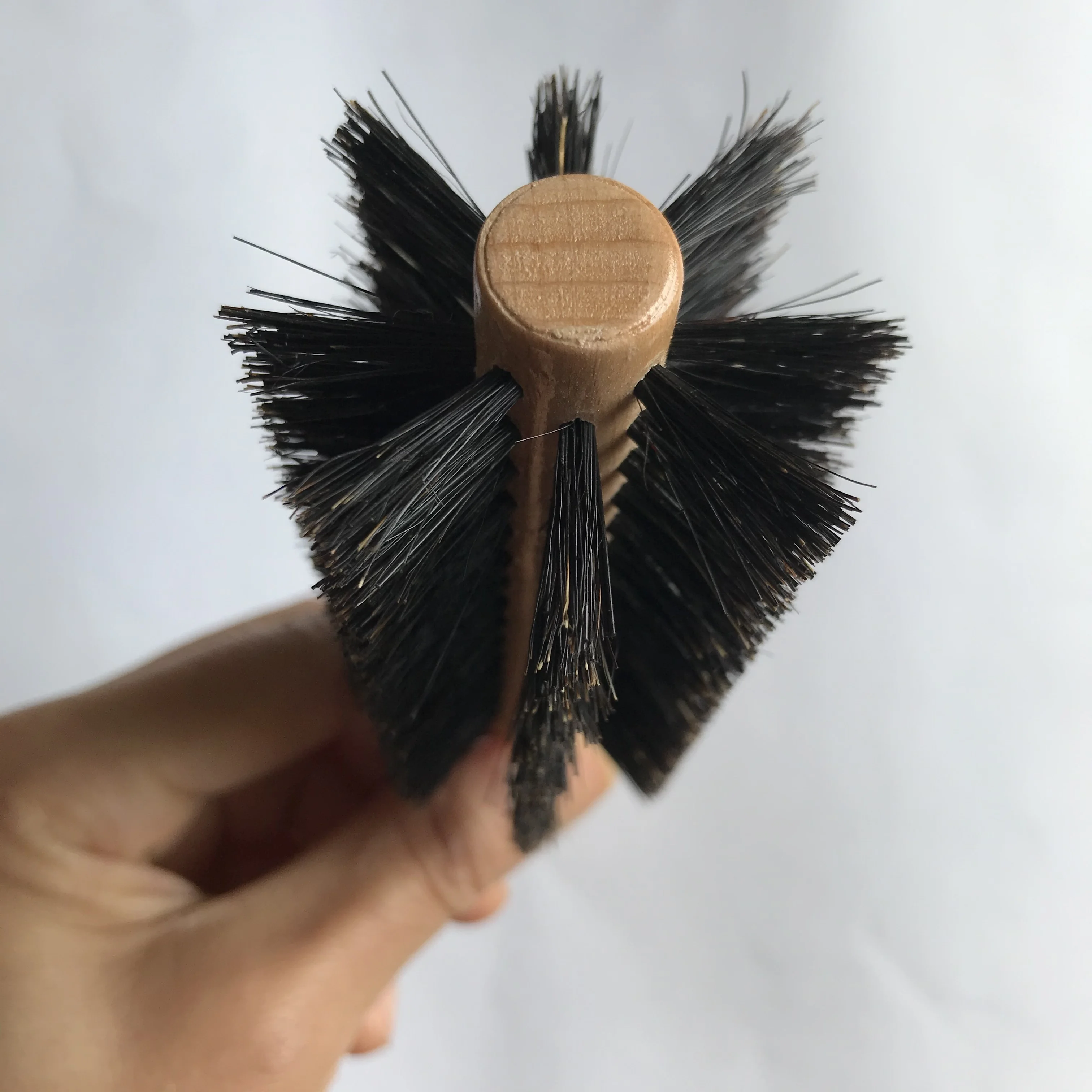 Professional Black Hog Mane Boar Bristle Round Wooden Barrel Rolling Style Hair Brush Factory