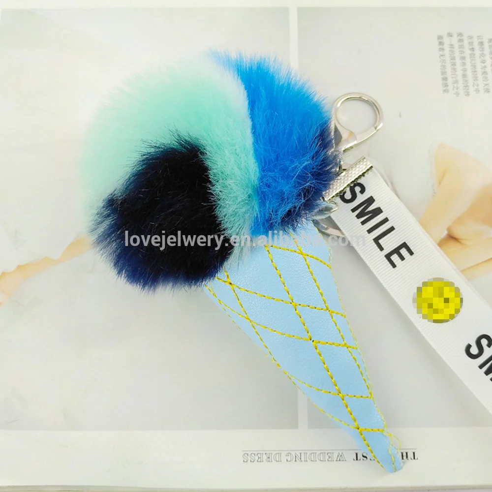 Модный брелок для ключей Yongze из искусственного меха в форме мороженого, пушистая Сумочка, брелок