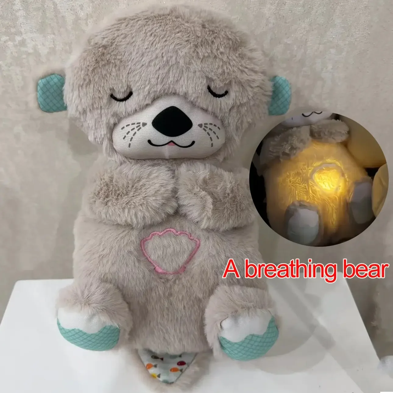 Best Breathing Bear Snoring Otter Plush Toy Baby Music Early Education Soothing Sleeping Doll Good Night Sea Otter Plush Toys