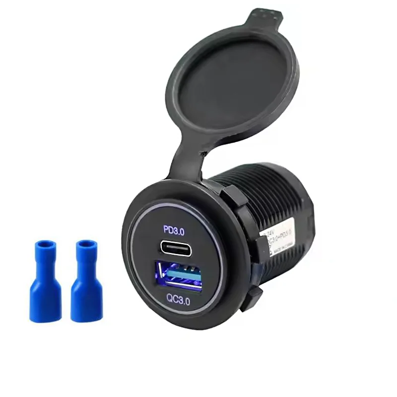 Usb C Pd 12V Install Usb Port In Car Fast Charging 2 Ports Qc 3.0 And Type C Pd Dc 12V-24V Dual Usb Power Socket Outlet
