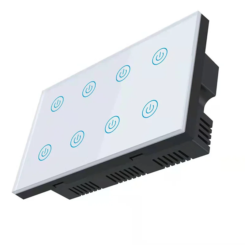 tuya wifi wireless smart 8 gang glass panel touch wall light switch work with alexa and google home