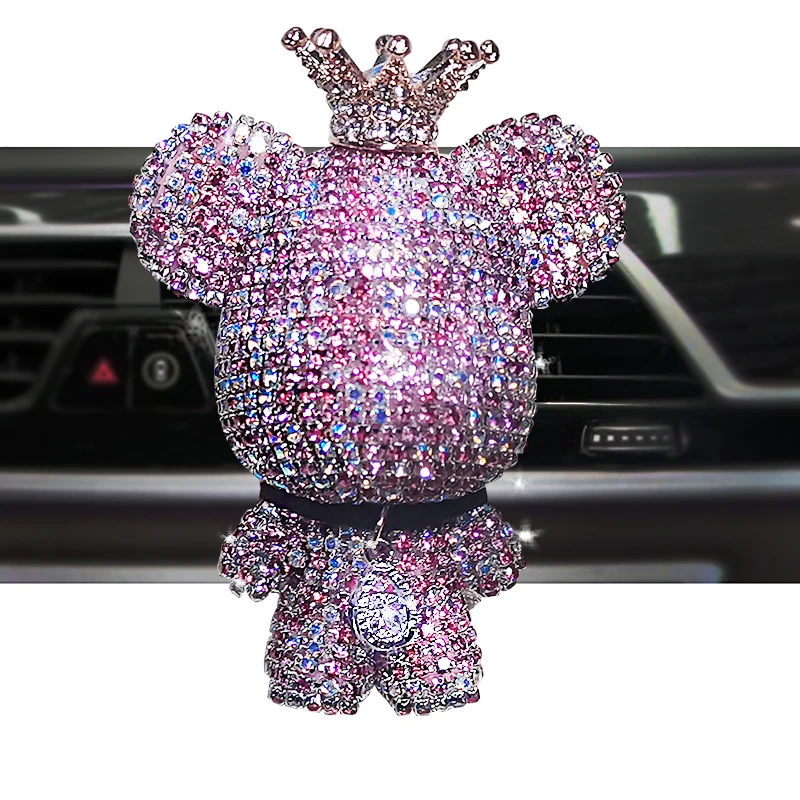 Shine Diamond Cute Bear Air Freshener Car Perfume Diffuser Air Freshener Vent Clip  For Air Conditioner