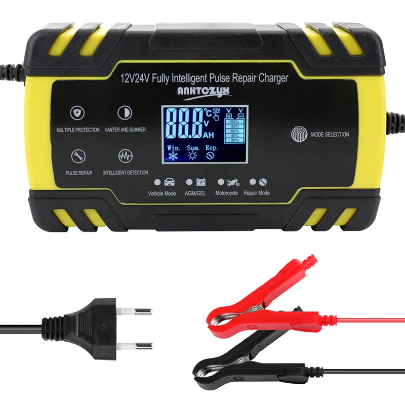 12V 24V 8A Automatic Battery Charger Maintainer for Car Truck Motorcycle Lawn Mower Boat AGM GEL VRLA Lead Acid Battery Charger