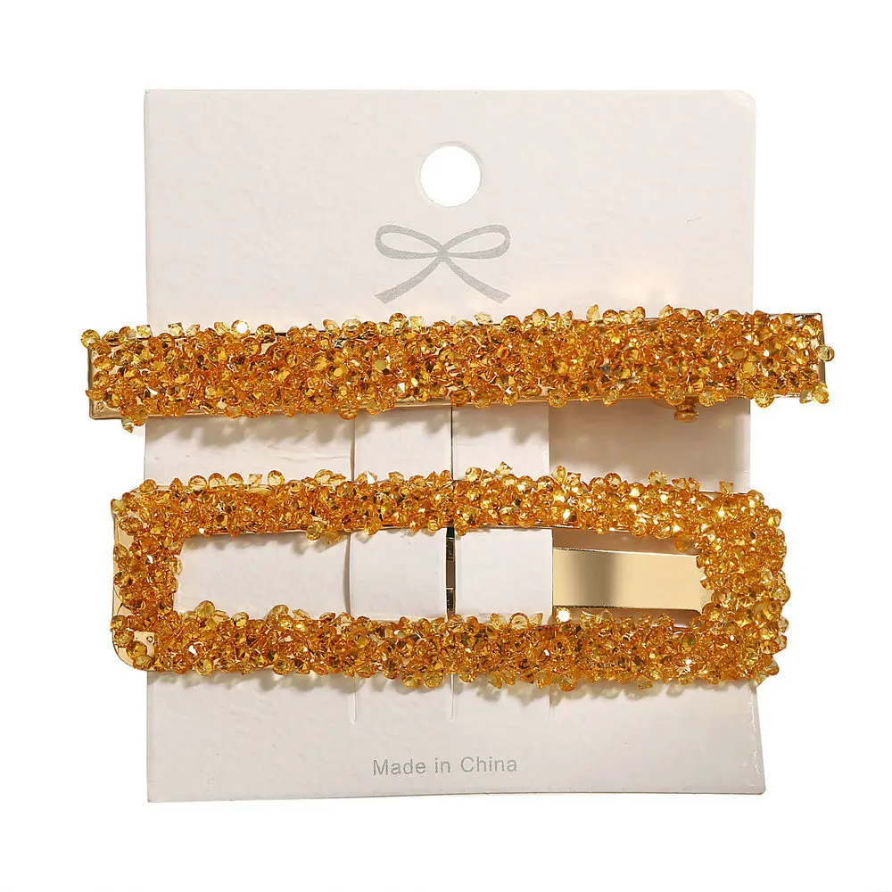 2pcs/set New 2021 Korean Fashion Hair Clips Golden Rhinestone Hairpins For Women Outdoor Hair Accessories