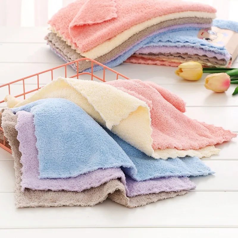 Wholesale Microfiber 30x30cm Quick Drying Terry loop Face Towel Face Napkins Cheap Cleaning Cloth Coral Fleece Kitchen Towel