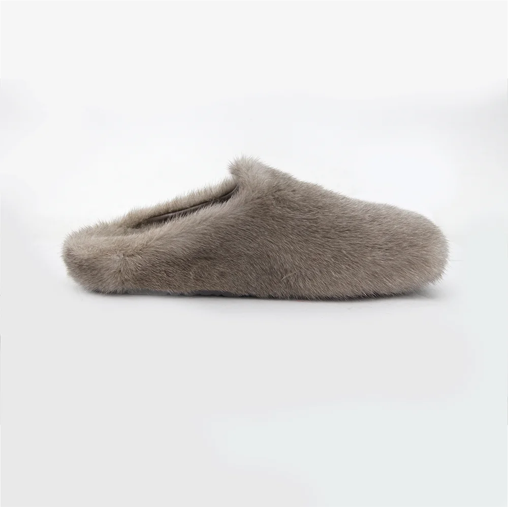 QIUCHEN QC22024-2 New Fluffy High Quality Mink Fur Ladies Slippers With Fur Inside Custom Logo Women Sandals