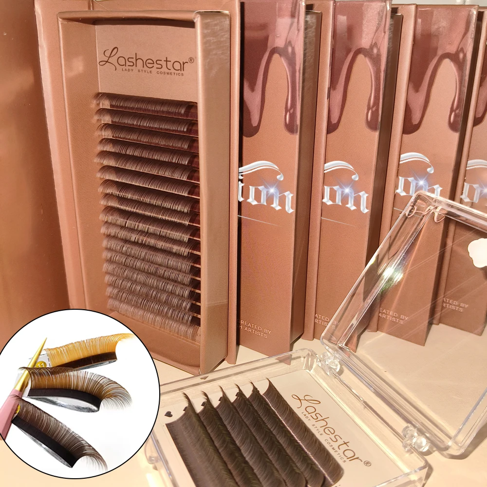 Custom bulk brown eyelash color private label free design lashes wholesale vendor lash extension kit factory direct price OEM
