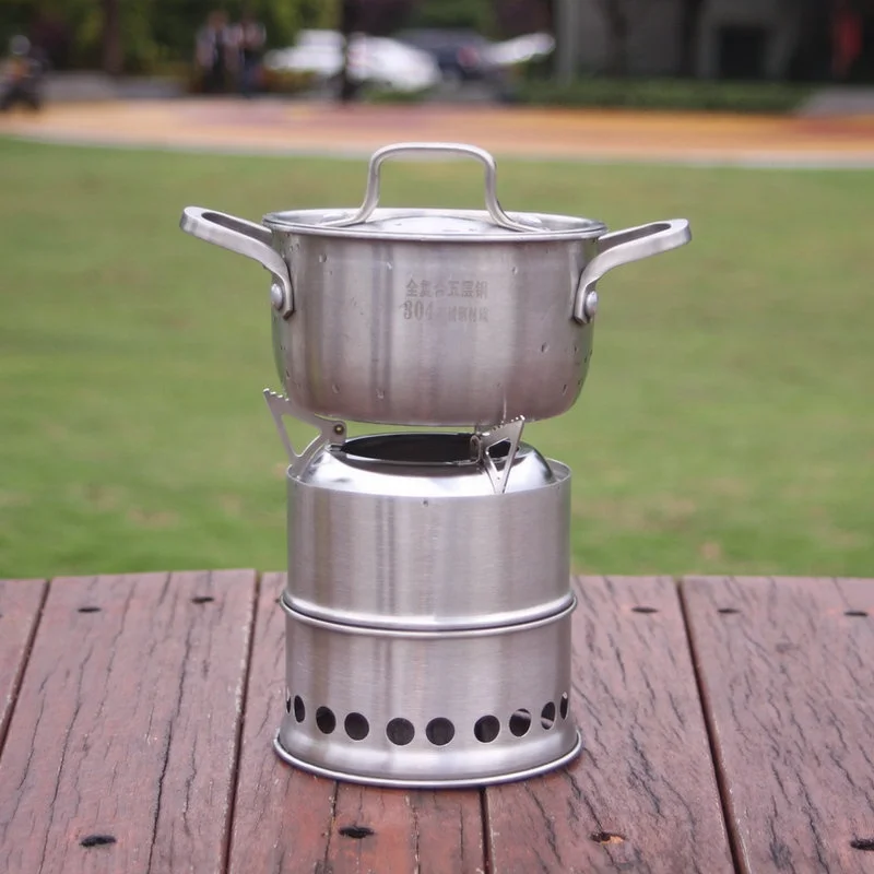 HOT SALE Outdoor Wood burning Stove Stainless Steel BBQ Portable Stove Detachable Mini Stove for Picnic Camping