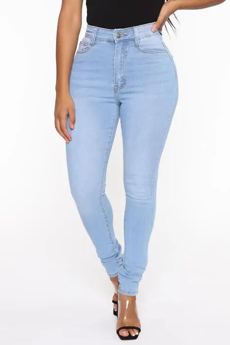 2024 Women Skinny High stretch Jeans  pencil  slim pants Women Blue Denim Jeans