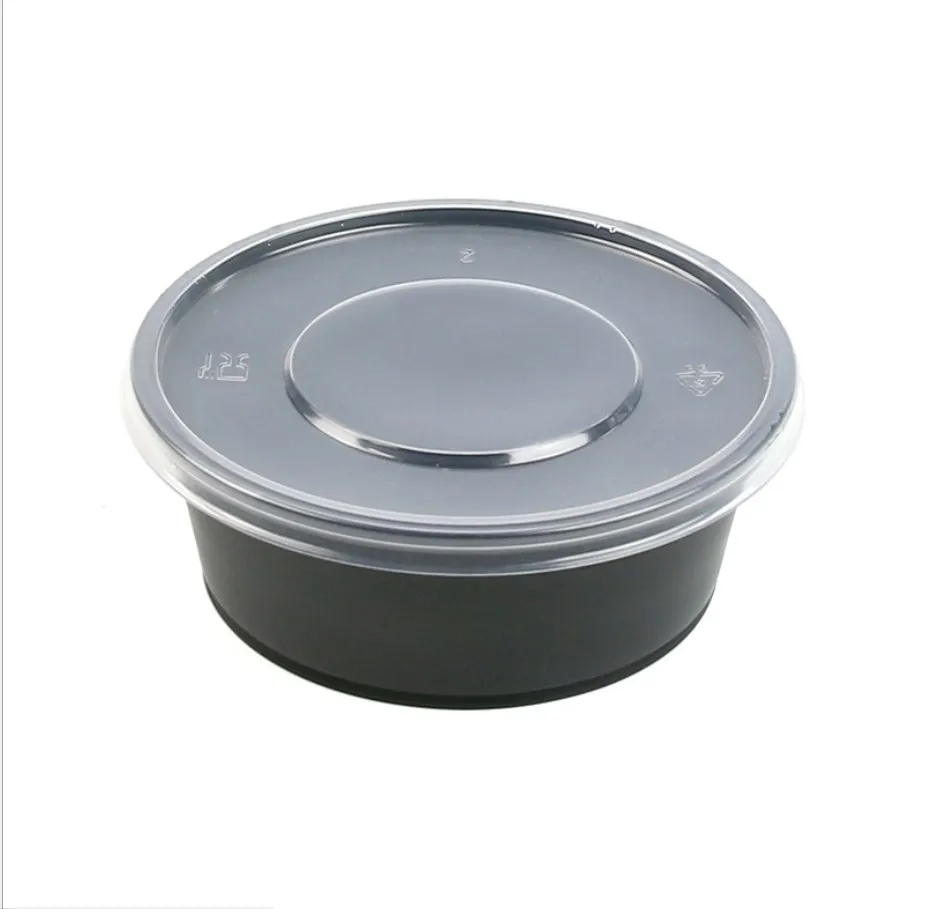 280cc безопасная для микроволновой печи черная одноразовая пластиковая чаша для супа чашка для кейтеринга лотки одноразовый контейнер для соуса с крышкой