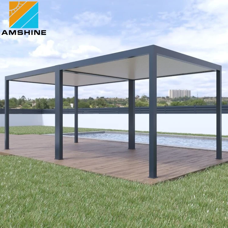 Motorized Garden Aluminium Gazebo Cover Pergolas Ideas Louver Roof Kits With Sliding Door