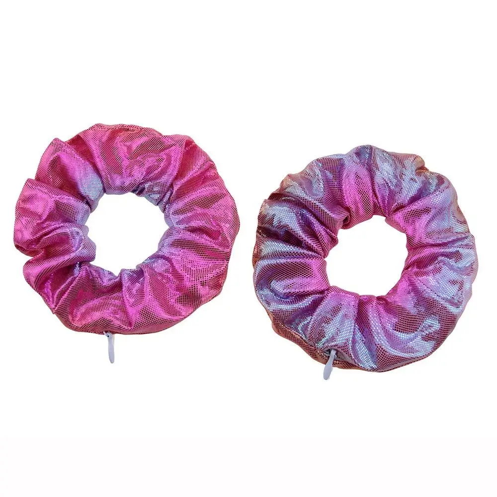 New Style Hair Scrunchies with Zipper Shiny Metallic Scrunchies Hidden Elastic Hair Ties for Key Lipstick Coin Storage